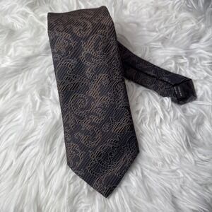 CANALI Current 100% Silk Tie Chocolate Brown Paisley Embroidered Made Italy Rare